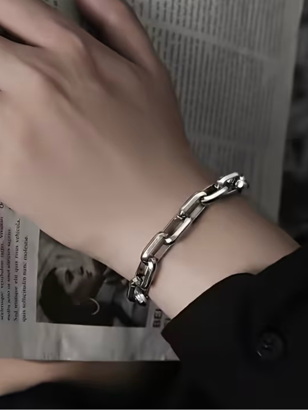 Silver Link Chain Bracelet for Men
